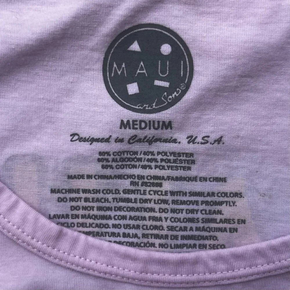 MAUI AND SONS SHARK SURFER GRAPHIC TANK TOP Men’s sz M Crew Neck Pink - Picture 5 of 7